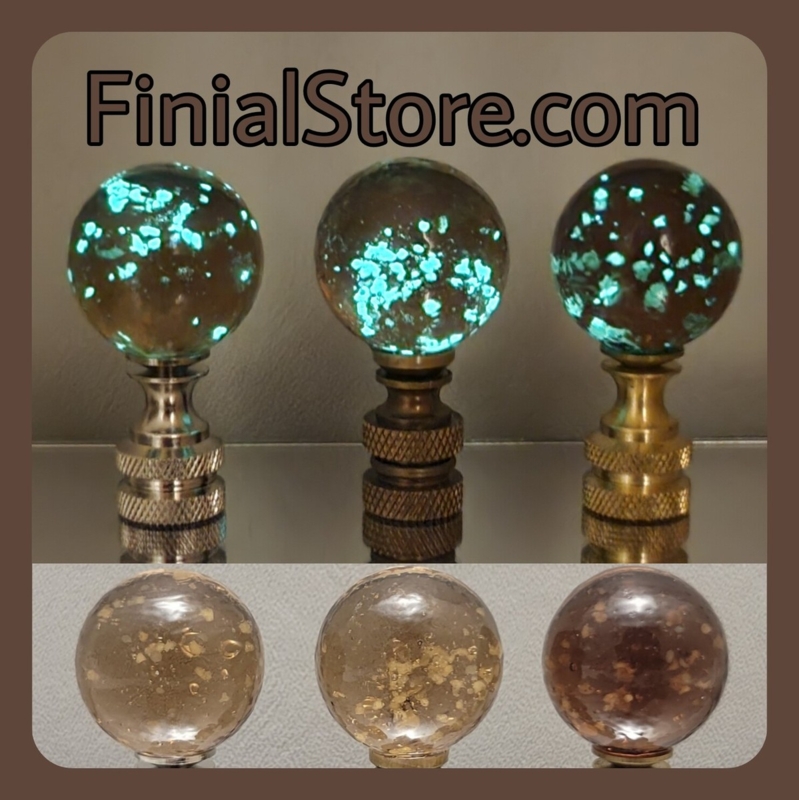 Lamp Finial Coffee Glass Glow in the Dark Speckled Orb