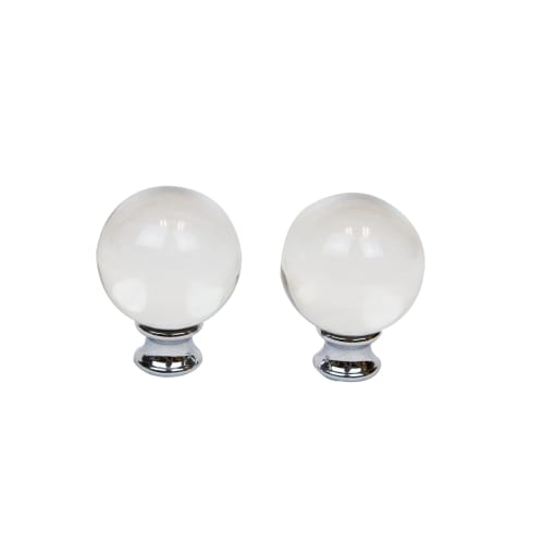 Lamp Finial Set Crystal Glass Ball Polished Chrome Base