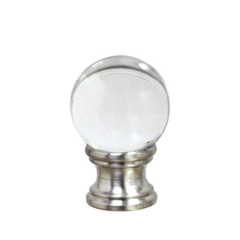 Lamp Finial Translucent Orb with Brushed Nickel Tiered Base