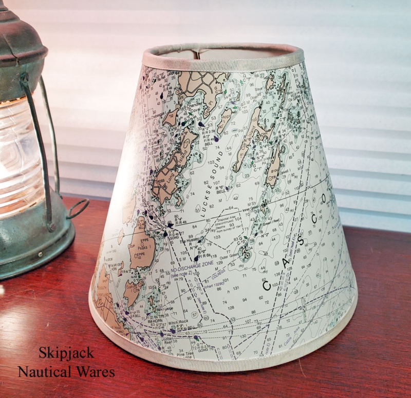 Lamp Shade Casco Bay Map Chart Tapered Maritime Home Decor