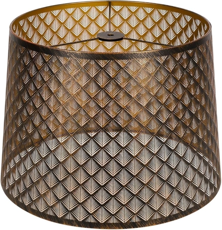 Lamp Shade Etched Arrow Design Distressed Bronze Perforated