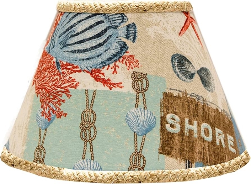 Lamp Shade Nautical Patchwork Braided Rope Trim Coastal Empire