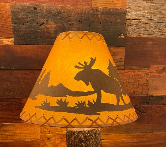 Lamp Shade Oil Kraft Material with Whipstitch Edges, Rustic Lodge Style