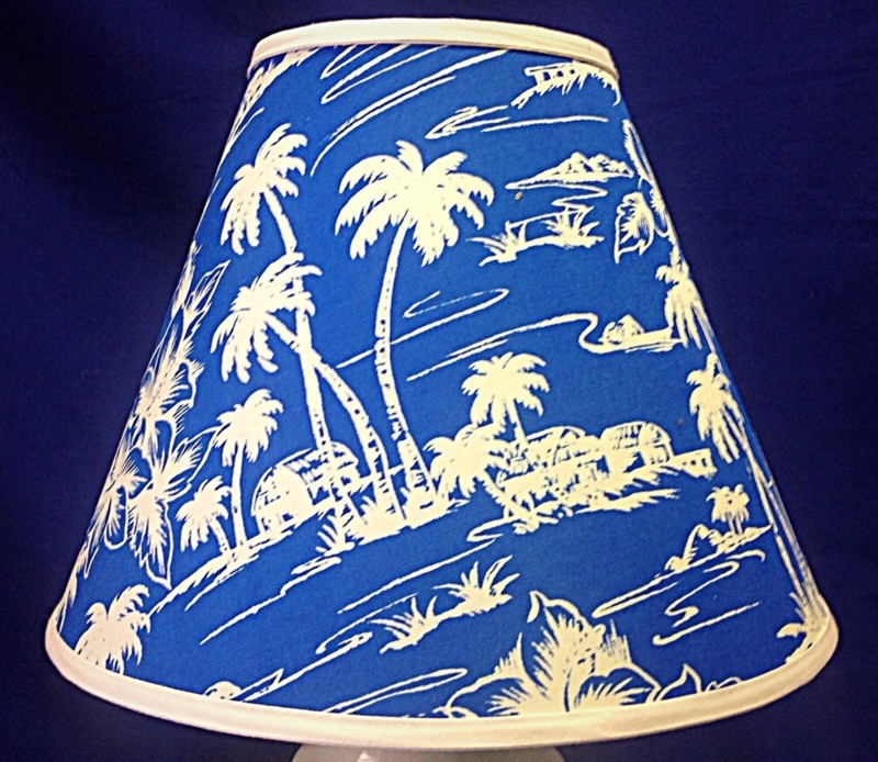 Lamp Shade Palm Tree Motif Royal Blue Tropical Nautical Lighting
