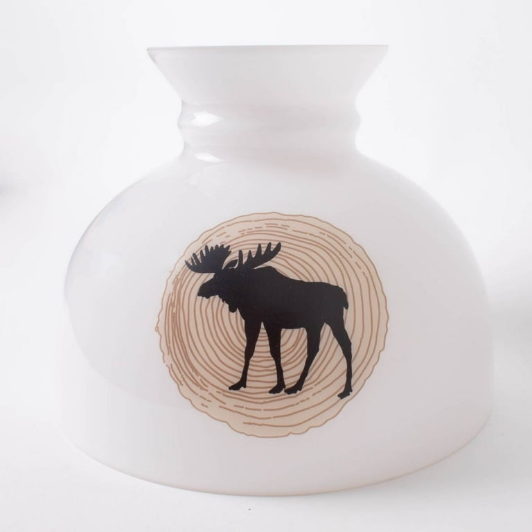 Lamp Shade Student Lamp Style, Moose Silhouette, Wood Rings, Glass