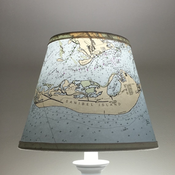 Lampshade Sanibel Island Map Tapered Nautical Coastal Chart Lighting