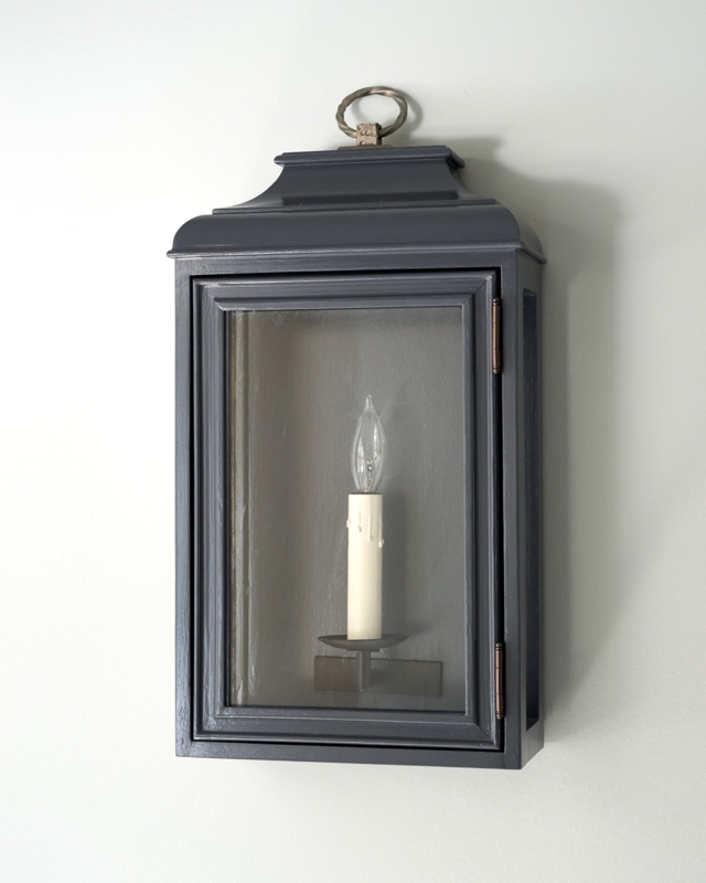 Lantern Sconce: Charcoal Low Profile Tiered Top Candle Light