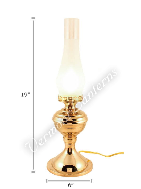 Lantern Table Lamp Polished Brass 19 Inch Frosted Glass Chimney
