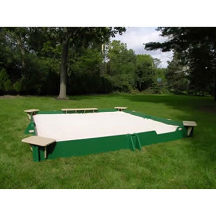 Large 10x10 Square Sandbox with Composite Frame and Integrated Corner Seats