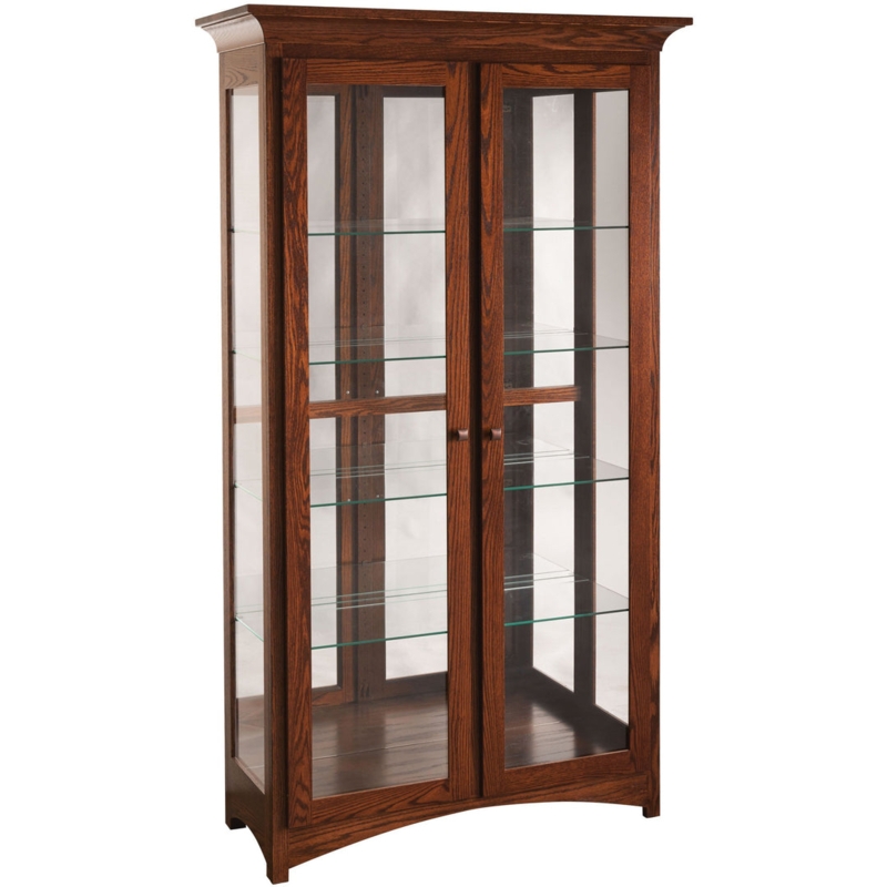 Large Mission Curio Cabinet with Flared Cornice Top