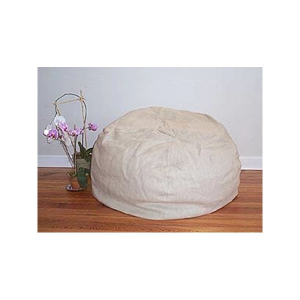 Large Natural Fiber Bean Bag Chair Cream Hemp & Cotton