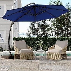 Large Patio Umbrellas with Base Included, Outdoor Double-Sided Rectangle Market Umbrella with Stand