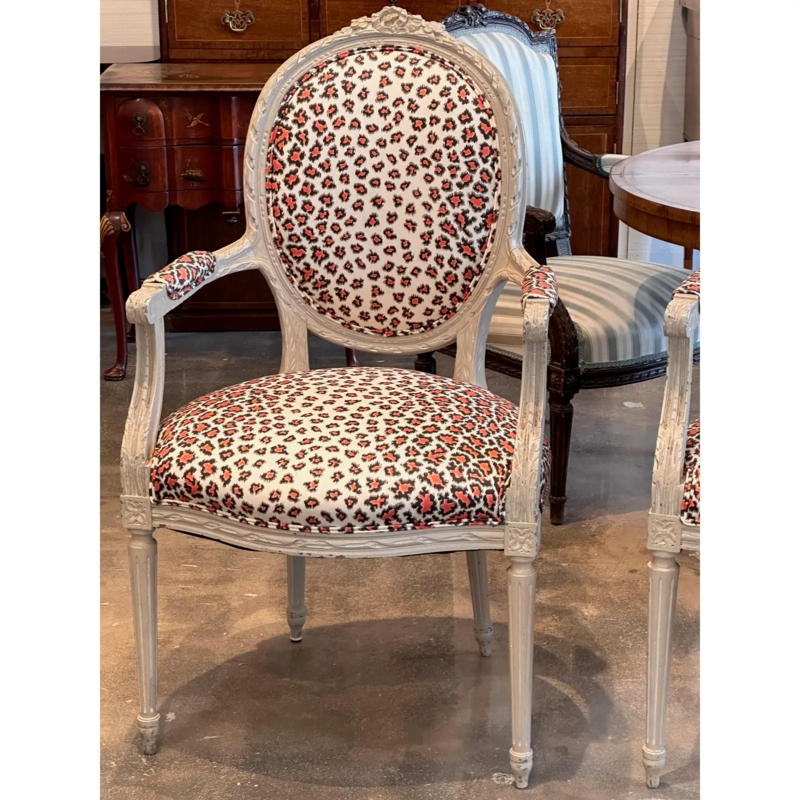 Late 19th Century Pair of Louis XVI Style Painted Arm Chairs | Kenny Ball  Antiques