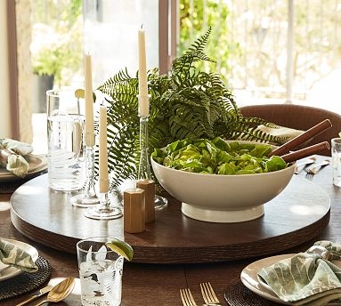 Lazy Susan Turntable, Dark Wood Modern Farmhouse Thick Profile