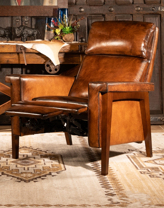 Leather Recliner, Rustic Mocha Tapered Legs Integrated Footrest
