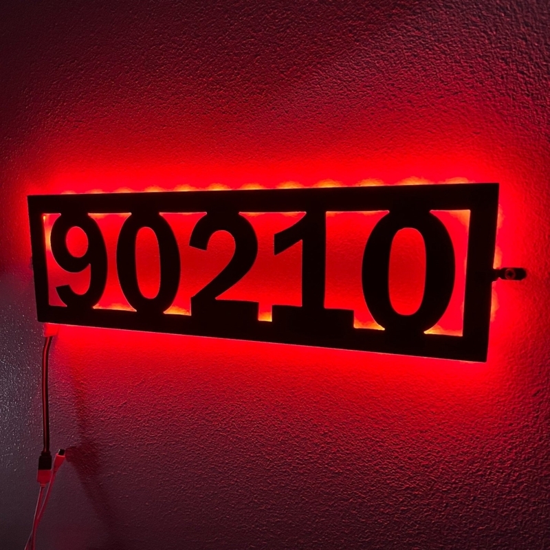 LED Backlit House Numbers, Modern Illuminated Address Sign Vertical / 6 Numbers - 20" x 5"