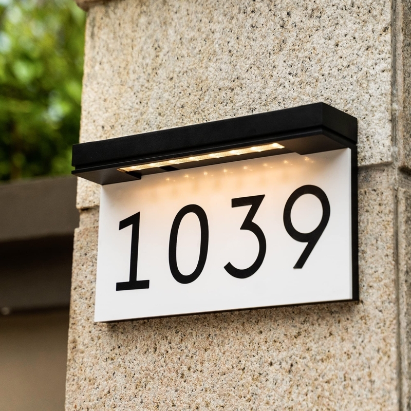 LED Illuminated Address Sign, Integrated Downlight Bar, Bold Digits