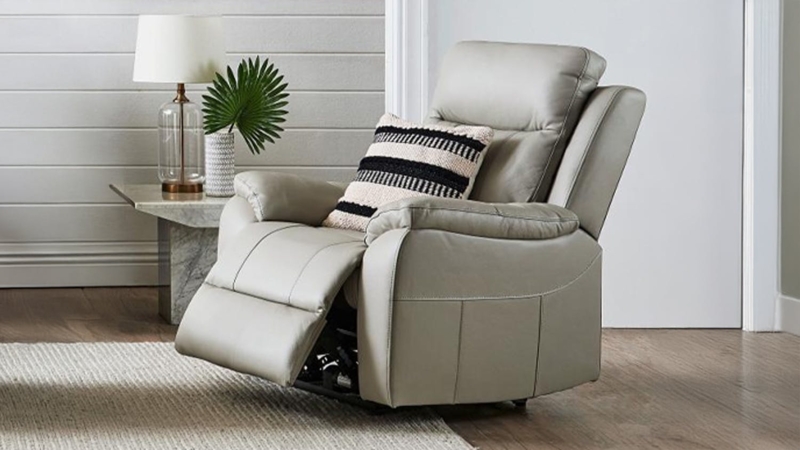 Light Grey Recliner Chair with Pillow Top Arms