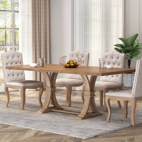 Light Oak Dining Table X Frame Base Rustic Chic Extendable Trestle