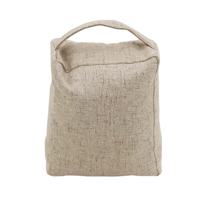 Linen Fabric Door Stopper Rectangular Base Oatmeal Top Handle Rustic