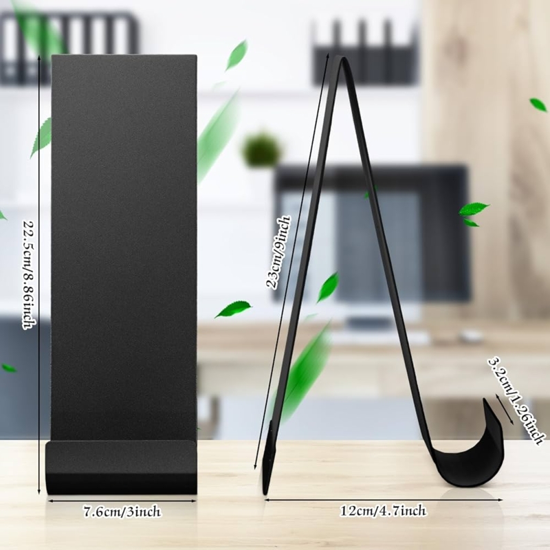 Literature Holder with Curved Lip, Matte Black Slim Profile Metal Stand