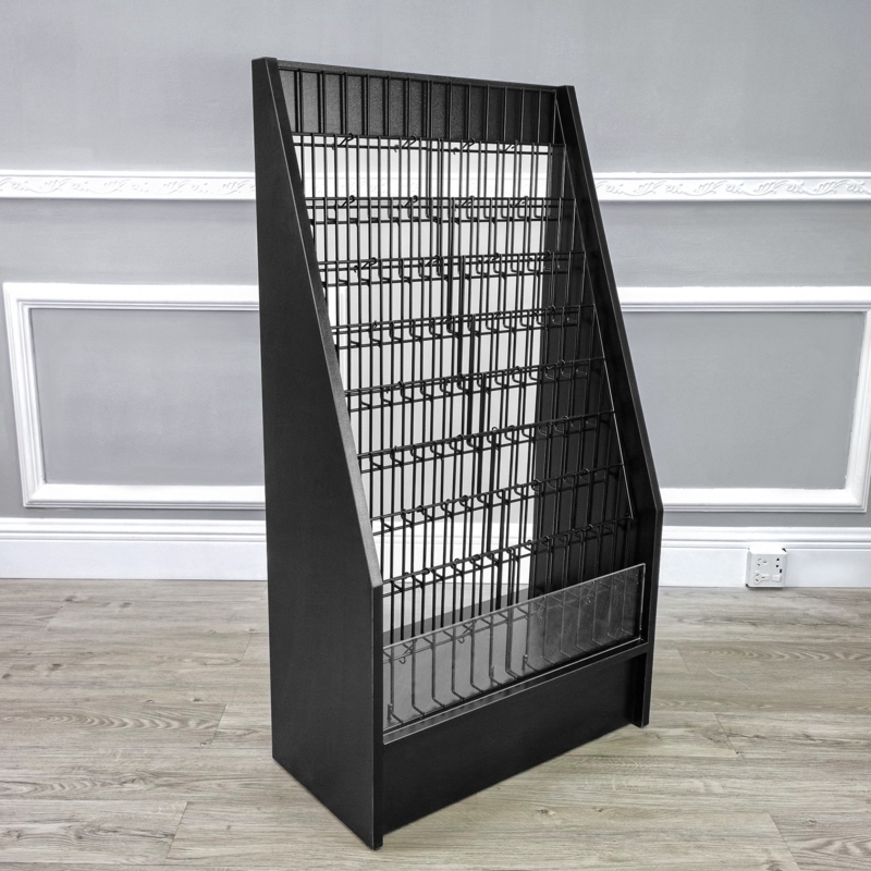 Literature Rack with Multi-Tier Mesh, Slanted Matte Floor Display