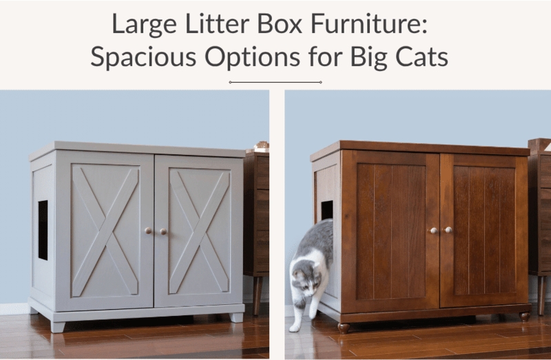 Litter Box Enclosure Large Walnut X-Frame Doors Cat Washroom Furniture