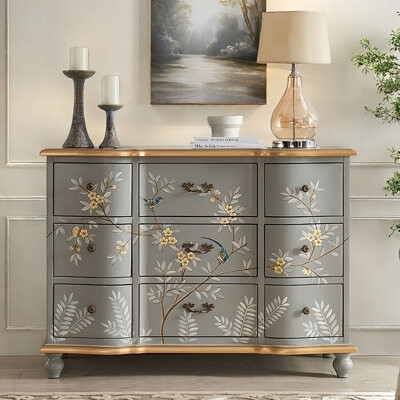Liu's ink furniture European-Style 9-Drawer Hand-Painted Accent Chest