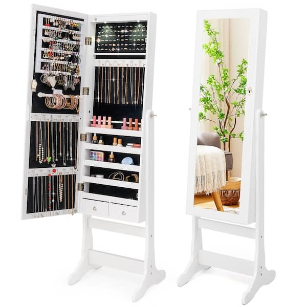 Lockable Jewelry Armoire with Integrated LED Lighting