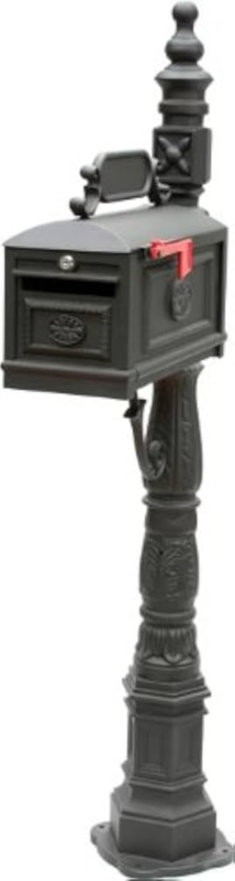 Locking Curbside Mailbox on Ornate Pedestal with Relief Detailing