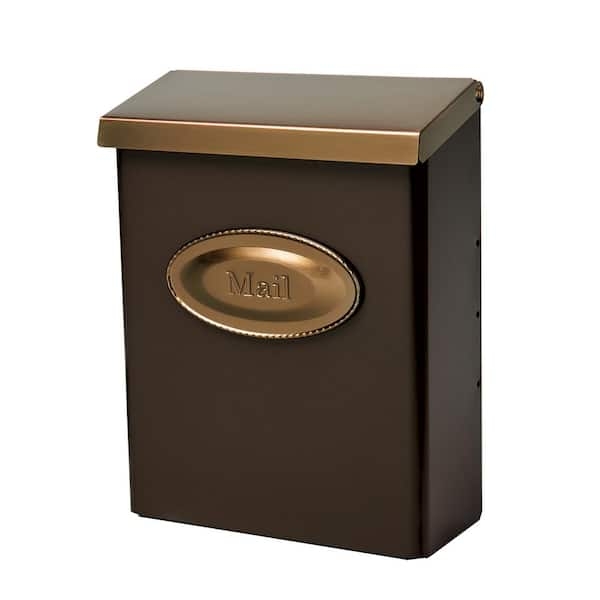 Locking Wall Mailbox Venetian Bronze Finish Brushed Brass Accents