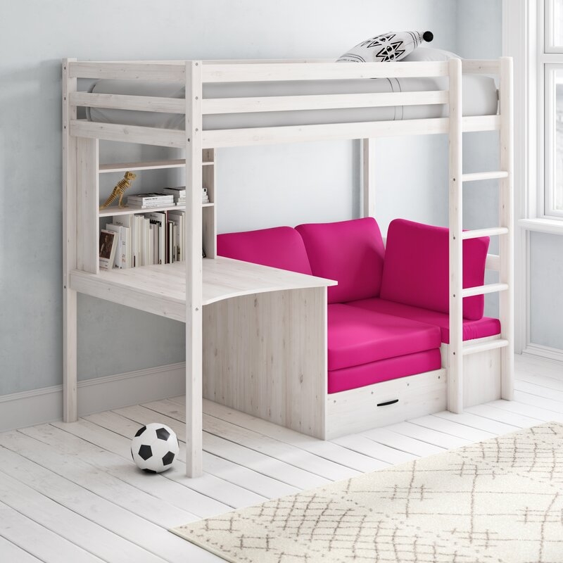Loft Bed 3 In 1 Design Hot Pink Futon Sofa Storage Drawer Desk