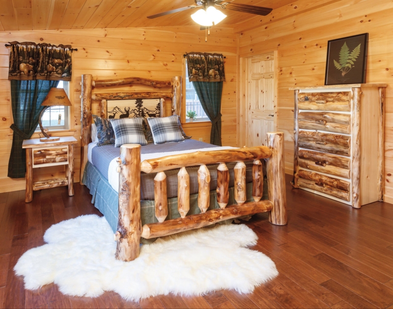 Log Bedroom Set Aspen Construction Metal Wildlife Art Handcrafted