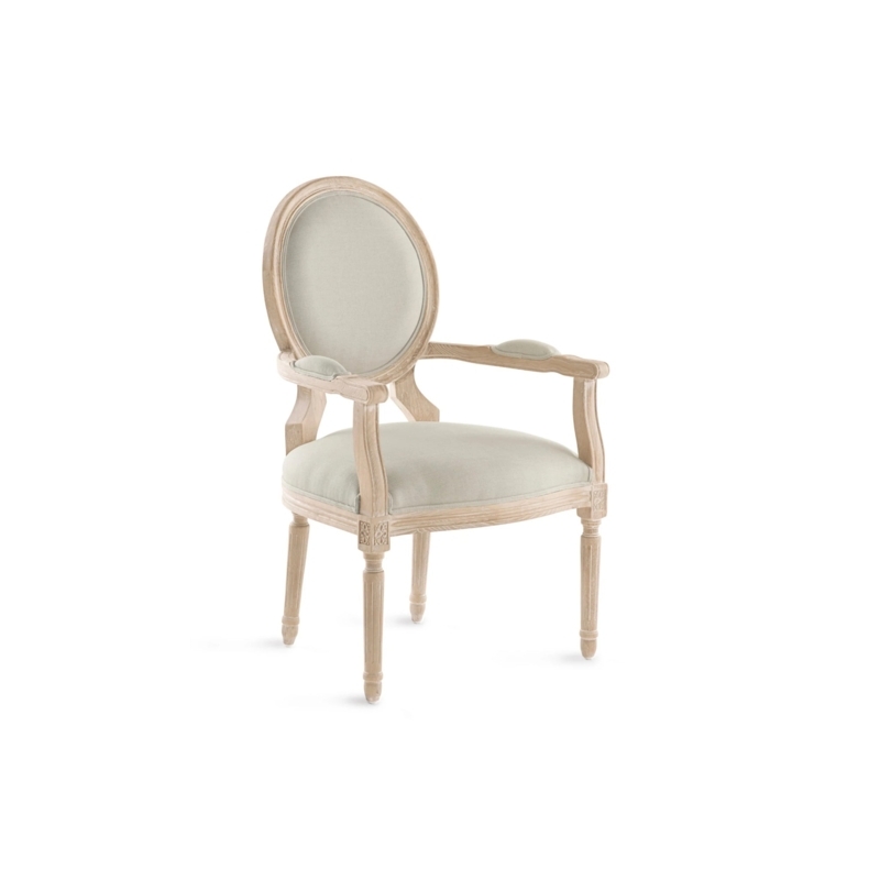 Louis XVI Armchair in Bleached Wood with Medallion Backrest