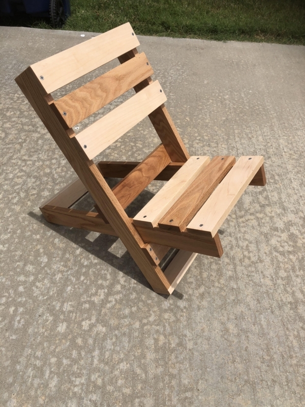 Lounge Chair Contrasting Slats Interlocking Wood Low Profile Rustic