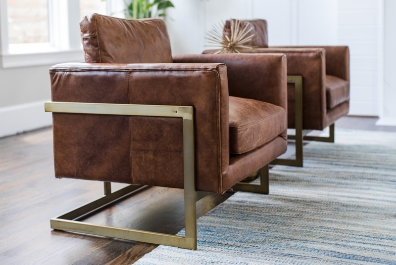 Lounge Chairs Cognac Leather Like Brass Cantilever Frame Industrial