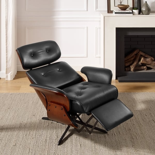 Lounge Recliner, Molded Plywood Shells with Matte Black