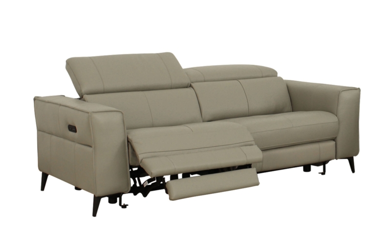 Loveseat, Light Grey Power Recliner & Headrests