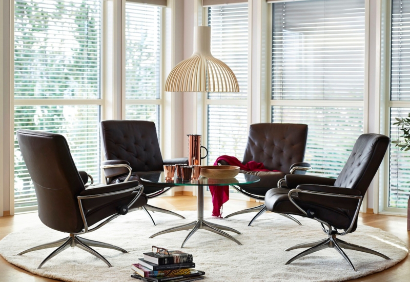 Low Back Recliner Espresso Brown Button Tufting Chrome Star Base