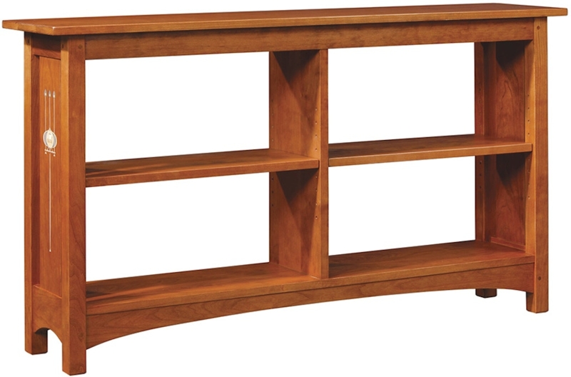 Low Bookcase Mission Style Decorative Inlay Arched Base