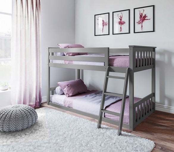 Low Bunk Bed Cool Gray Finish Floor Design Kids Furniture