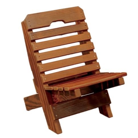 Low Profile Chair Cedar Wood Cutout Handle Slatted Back Rustic
