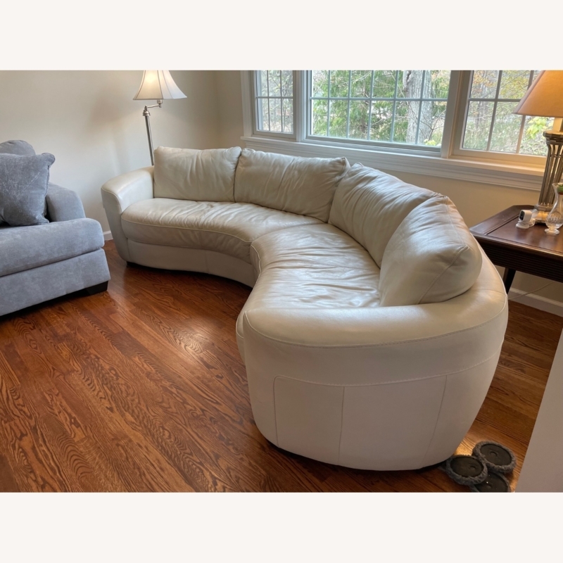 Macy's Curved White Leather Couch