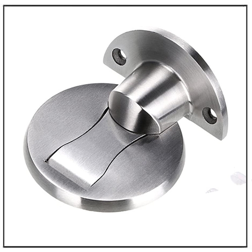 Magnetic Door Stop Brushed Silver Low Profile Base Satin Nickel