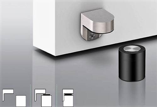 Magnetic Door Stop Cylindrical Base Matte Black & Brushed Metal Retainer