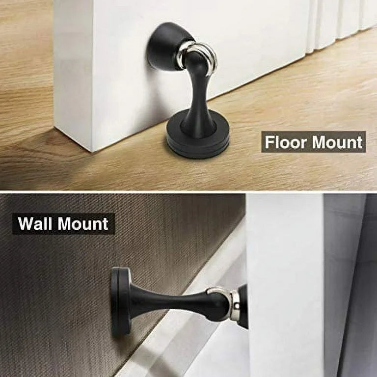 Magnetic Door Stop Matte Black Slim Pedestal Versatile Wall/Floor Mount