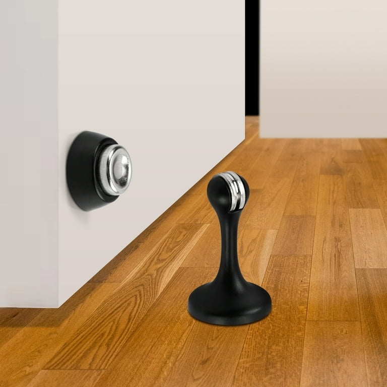 Magnetic Door Stop Matte Black Tapered Floor Mount Post