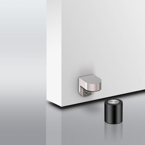 Magnetic Door Stop Two-Tone Matte Black & Brushed Silver Cylinder