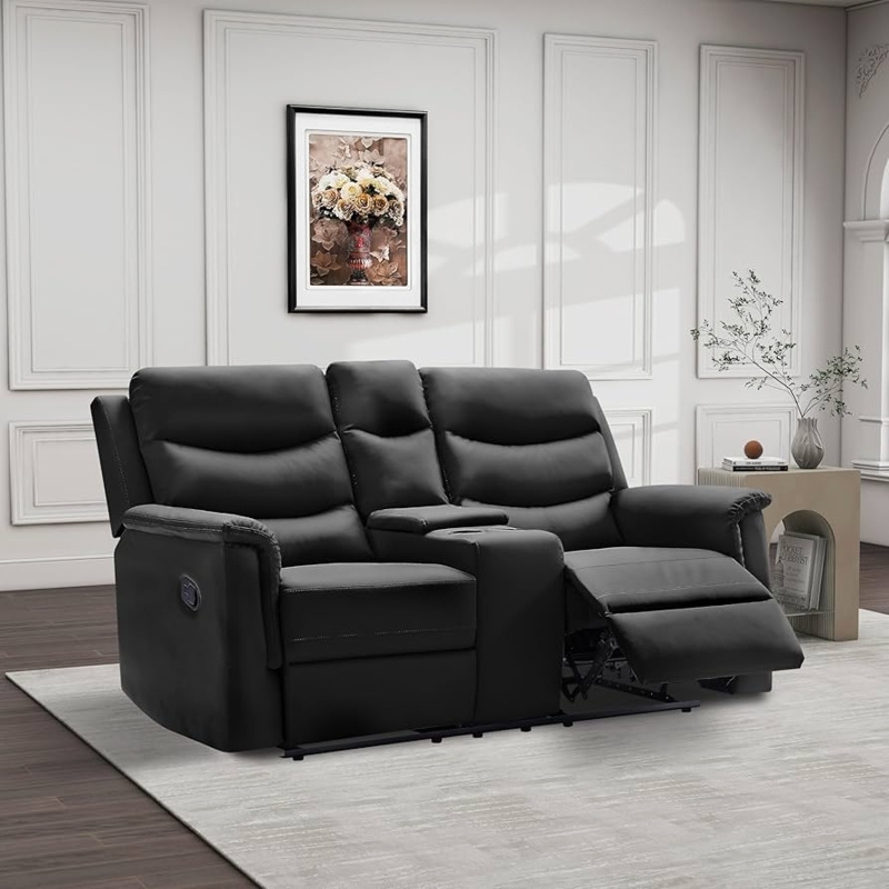 Manual Reclining Loveseat with Center Console & Cup Holders