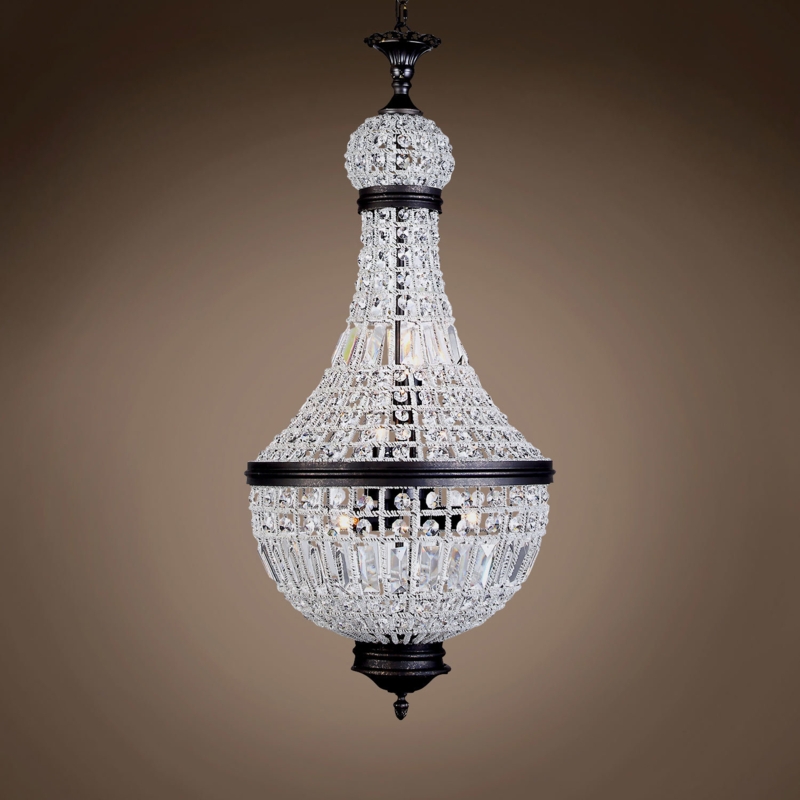 Matte Black Basket Light Sac-a-Perles Faceted Prisms Crystal Fixture